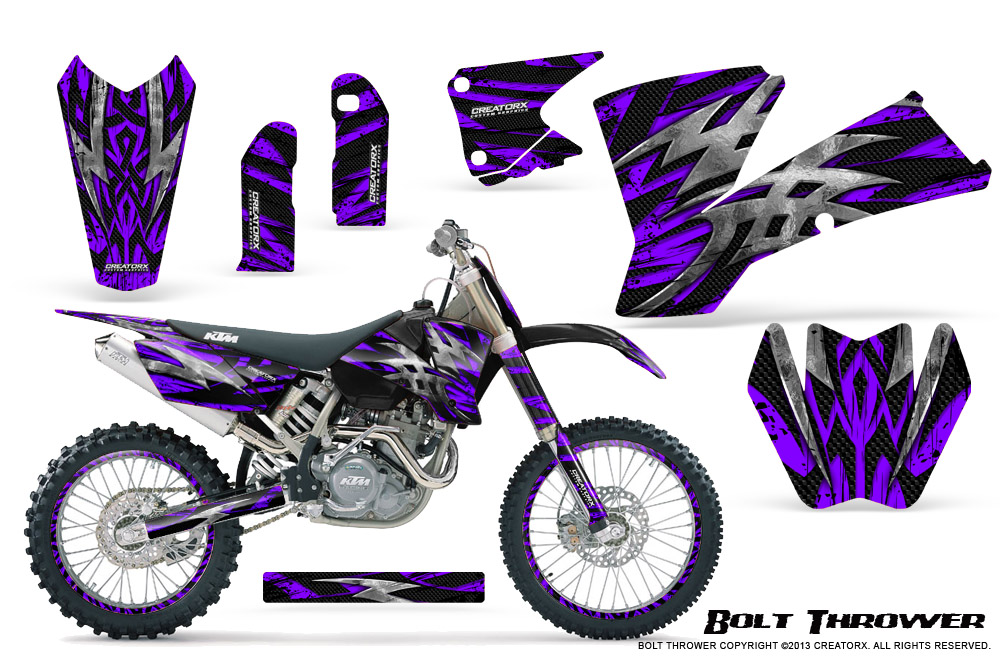 KTM C1 SX EXC MXC Graphics Kit Bolt Thrower Purple NP Rims